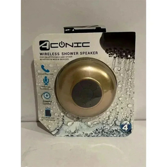 Aconic Wireless Bluetooth Shower Speaker Waterproof Black with Mic - Picture 1 of 3